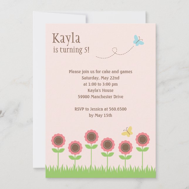 Precious Blooms Birthday Party Invitation (Front)