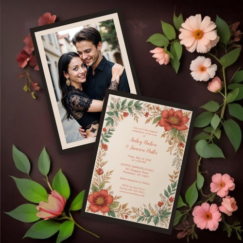 Precious Botanical Boho Ethnic Inspiration Photo Invitation