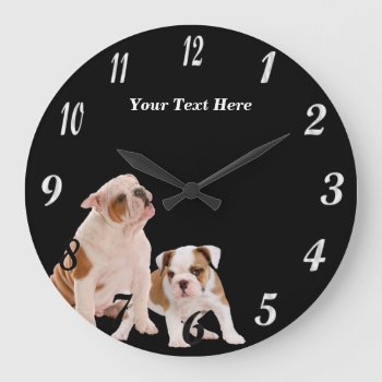 Precious Bulldog Puppies Round Wall Clock by 4westies at Zazzle