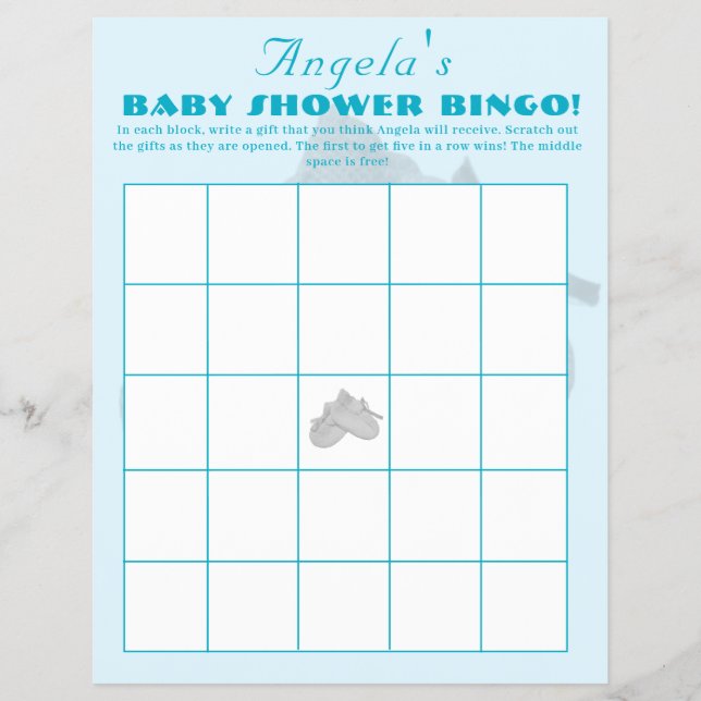 Precious Bundle Boy Baby Shower Bingo Flyer (Front)