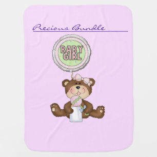 Precious Bundle Teddy Bear Pink Receiving Blanket