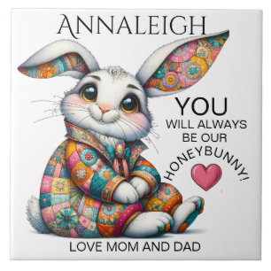 Precious Bunny Easter Theme Invitation Ceramic Tile