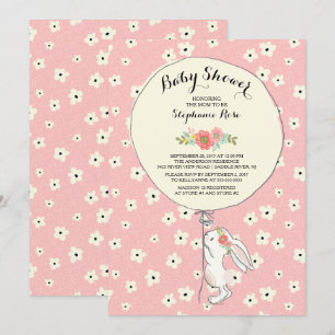 Precious Bunny Girls Baby Shower Invitation