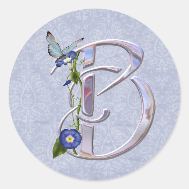 Precious Butterfly Initial B Classic Round Sticker (Front)