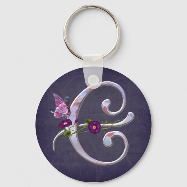 Precious Butterfly Initial E Keychain (Front)