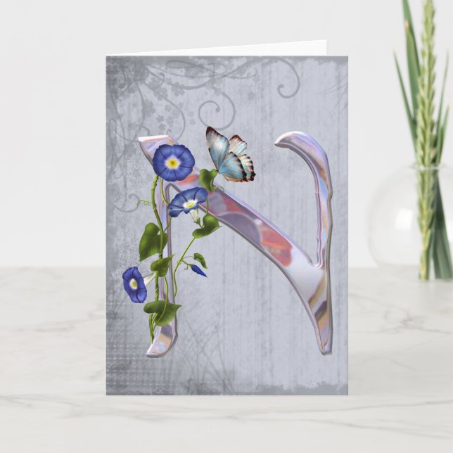 Precious Butterfly Initial N Note Card (Front)