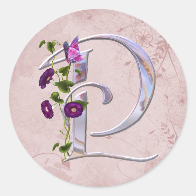 Precious Butterfly Initial P Classic Round Sticker (Front)