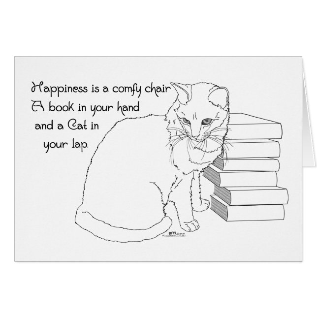 Precious Cat with Books Cards (Front Horizontal)