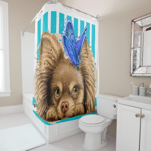 Precious Chihuahua and Butterfly Shower Curtain
