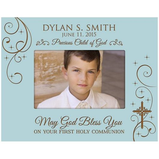 Precious Child of God Blue Communion Picture Frame (Front View)