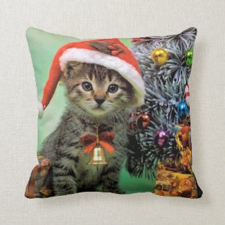 Precious Christmas Cat Throw Pillow