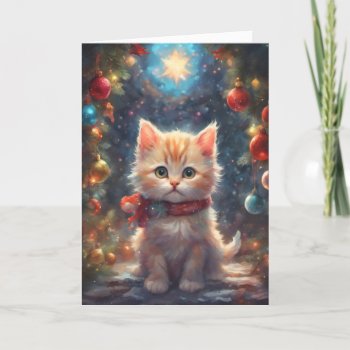 Precious Christmas Kitten Art Card by DoggieAvenue at Zazzle