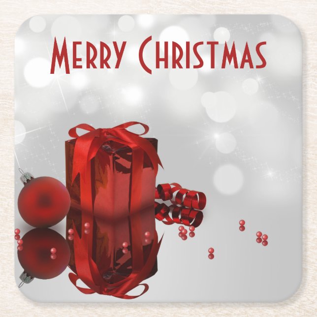 Precious Christmas Present Professional Square Paper Coaster (Front)