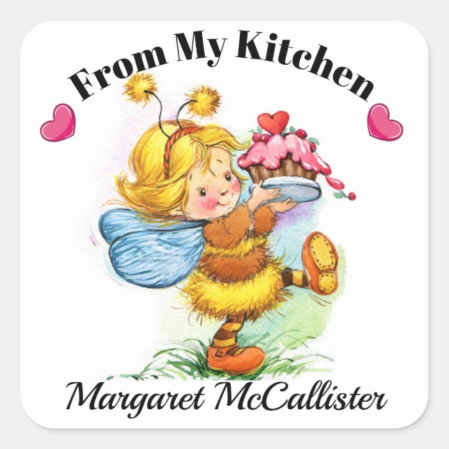 Precious Cupcake Girl Kitchen Sticker (Front)