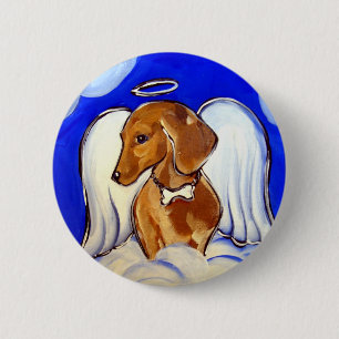 " Precious Dachshund Angel Pet Art Pins" Pinback Button