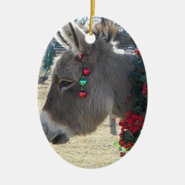 Precious Donkey Christmas Ornament! Ceramic Ornament (Front)