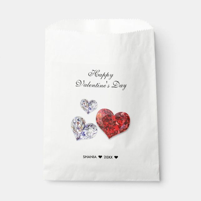 Precious Elegant Diamond Hearts Favor Bag (Front)