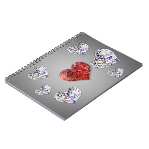 Precious Elegant Diamond Hearts Notebook