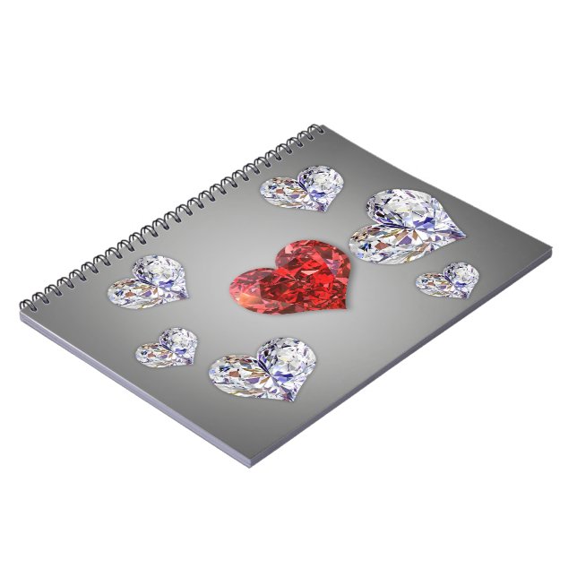 Precious Elegant Diamond Hearts Notebook (Left Side)