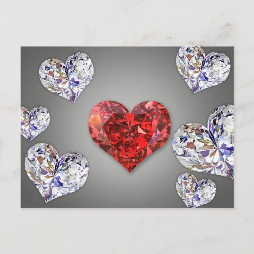 Precious Elegant Diamond Hearts Postcard