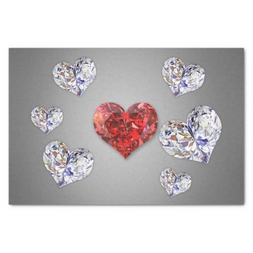 Precious Elegant Diamond Hearts Tissue Paper