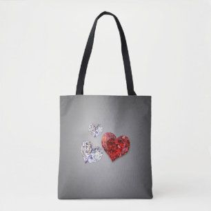 Precious Elegant Diamond Hearts Tote Bag