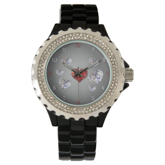 Precious Elegant Diamond Hearts Watch (Front)