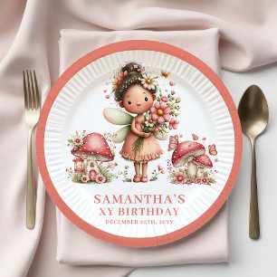 Precious Fairy 8th Birthday Pink Flowers Paper  Plates