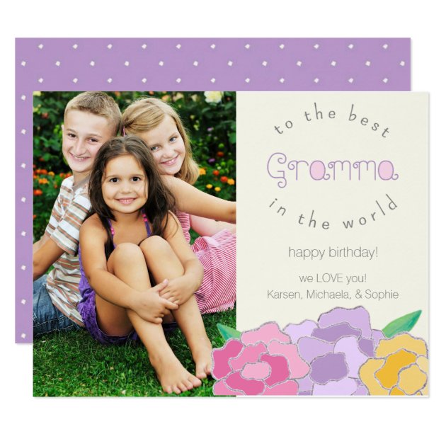 Precious Florals Happy Birthday Gramma Photo Card