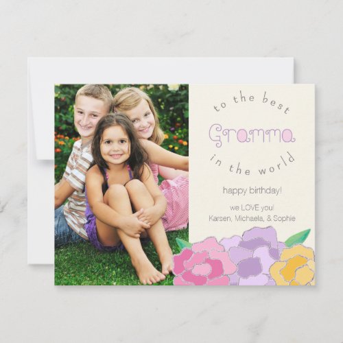 Precious Florals Happy Birthday Gramma Photo Card