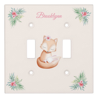 Precious Fox and Bunny Rabbit - Personalized Light Switch Cover