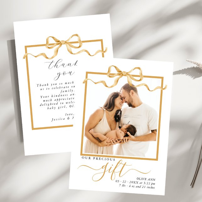 Precious Gift Elegant Photo Baby Shower  Thank You Card (Creator Uploaded)