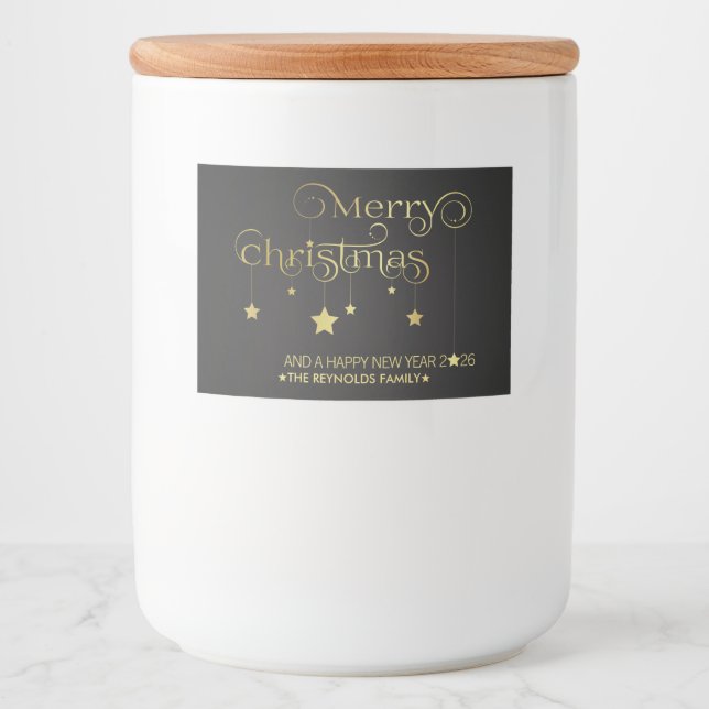 Precious Gold Merry Christmas Stars 2026 Food Label (Front)
