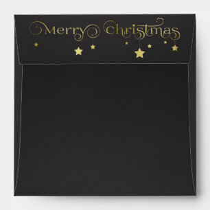 Precious Gold Merry Christmas Stars Envelope