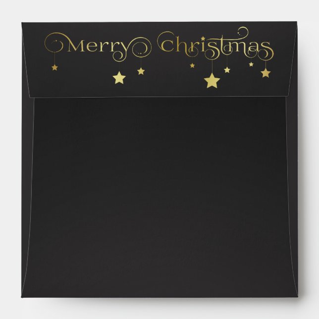 Precious Gold Merry Christmas Stars Envelope (Back (Top Flap))