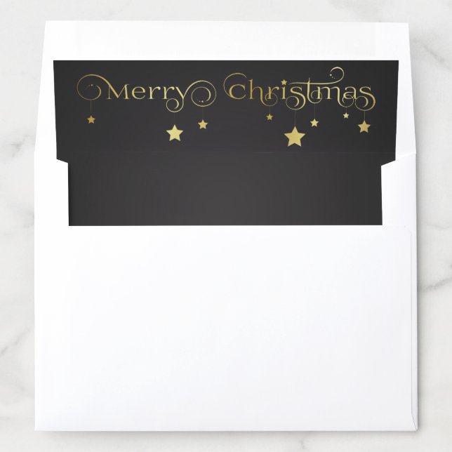 Precious Gold Merry Christmas Stars Envelope Liner (In Envelope)