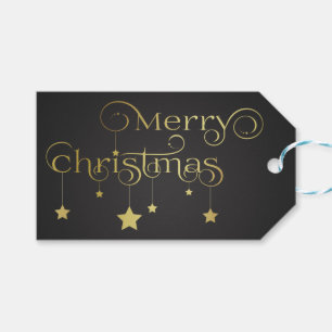 Precious Gold Merry Christmas Stars Gift Tags
