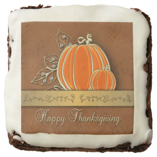 Precious Gold Thanksgiving Pumpkin Leaves Chocolate Brownie