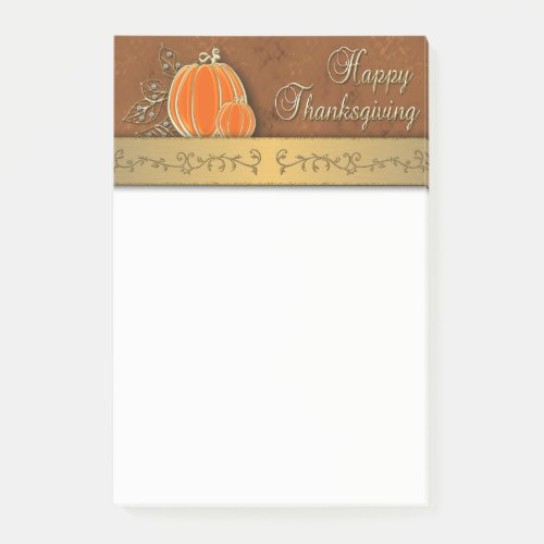 Precious Gold Thanksgiving Pumpkin Leaves Post_it Notes