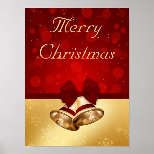 Precious Golden Christmas Bells Poster