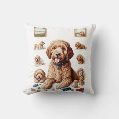 Precious Goldendoodle Artwork Throw Pillow