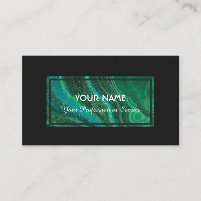 Precious green crystal gem business card (Front)