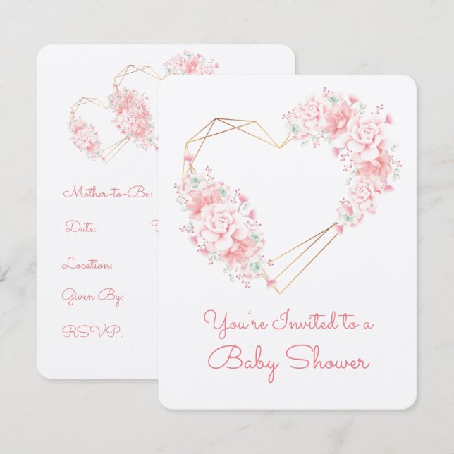 Precious Hearts Baby Shower Invitation (Front/Back)