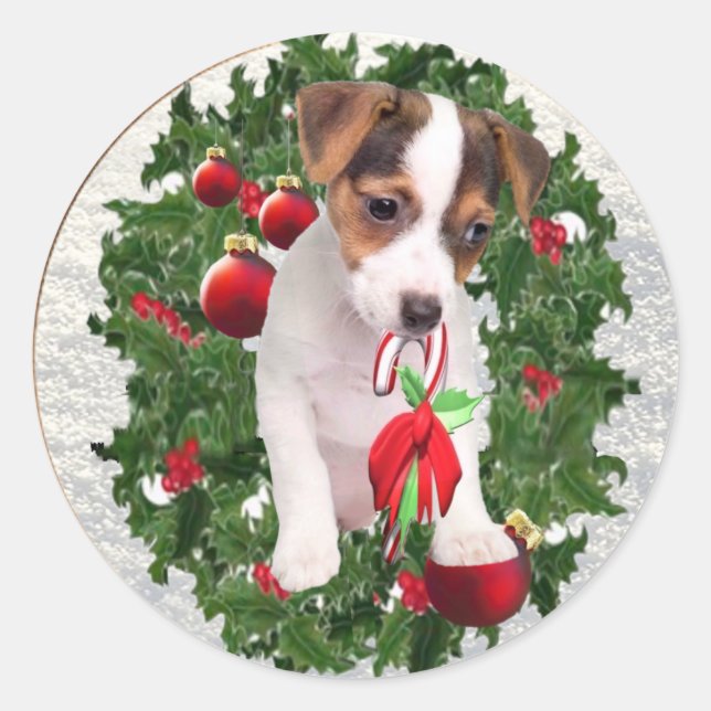 Precious Jack Russell Christmas Stickers (Front)