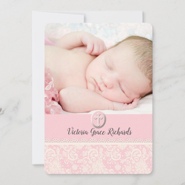 Precious Lace Religious Photo Invitation (Front)