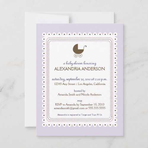 Precious Lavender Custom Baby Shower Invitation