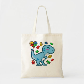 Precious Life Autism Awareness Cute T-Rex Dinosaur Tote Bag