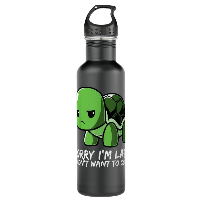 Precious Life Cute Turtle Funny Stainless Steel Water Bottle (Front)