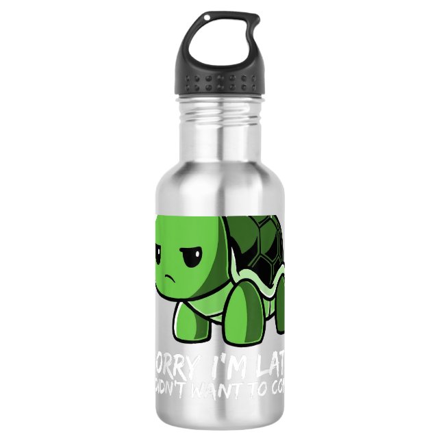 Precious Life Cute Turtle Funny Stainless Steel Water Bottle (Front)