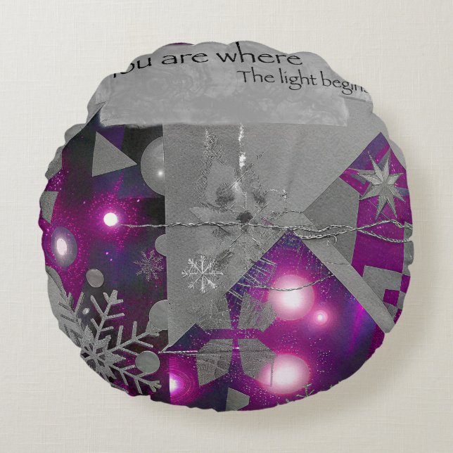 Precious Light – Violet Gem Round Pouf Pillow (Front)
